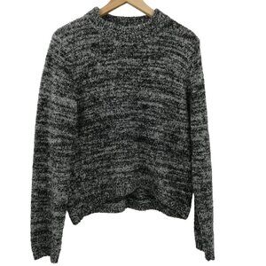 Callahan Mock Neck Striped Ombre Sweater Size L Wool Blend Pullover Black Gray